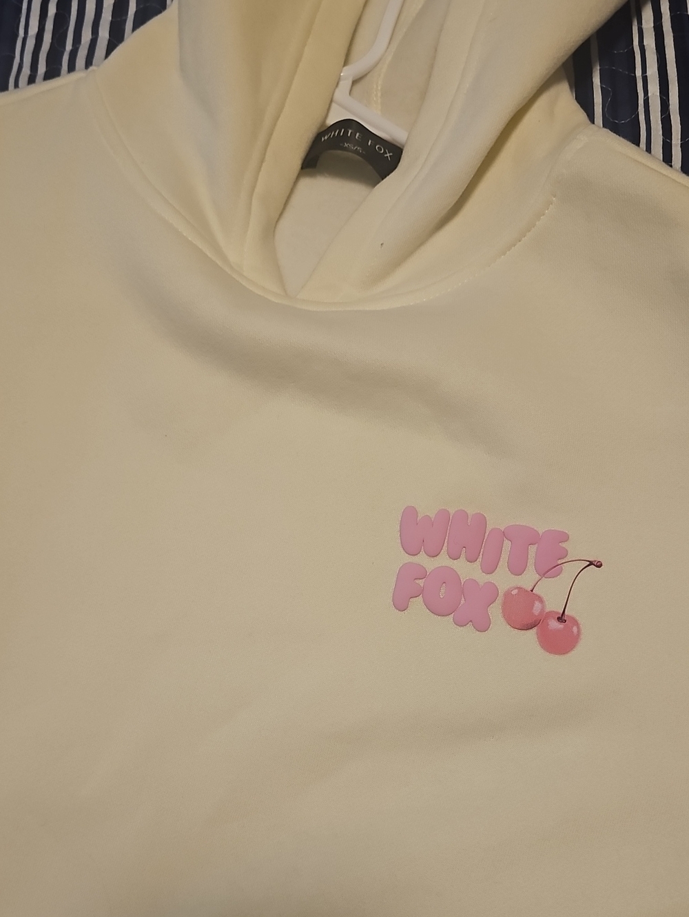 Kids Cream Hoodie with Pink Cherry Logo